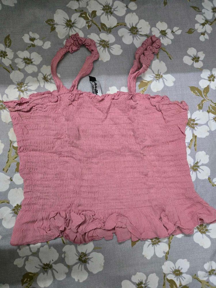 Pink Smocked Cami Top