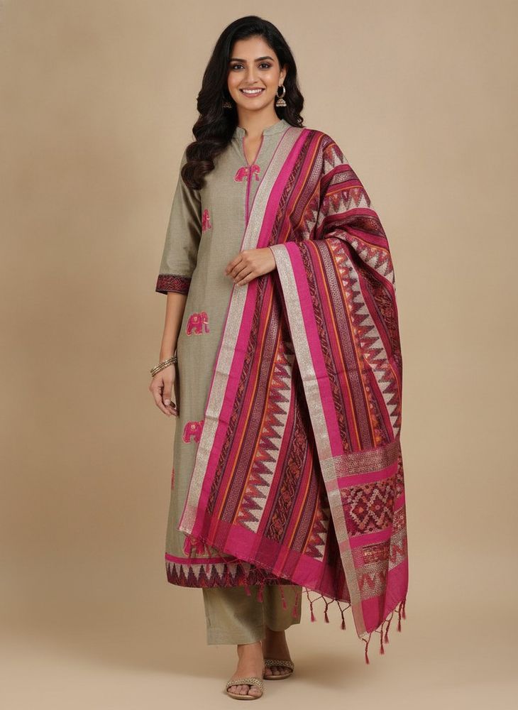 Elegant Kurta Set with Elephant Motif