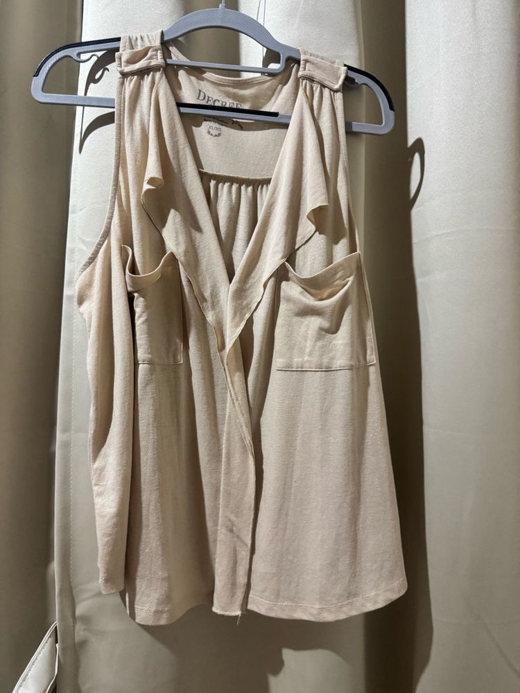 Stylish Beige Sleeveless Top
