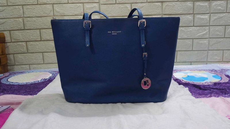 Authentic Da Milano Blue Genuine Leather Tote