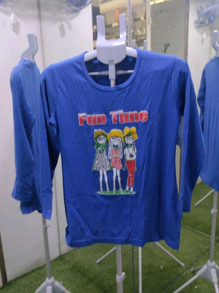 Blue "Fun Time" Graphic T-Shirt