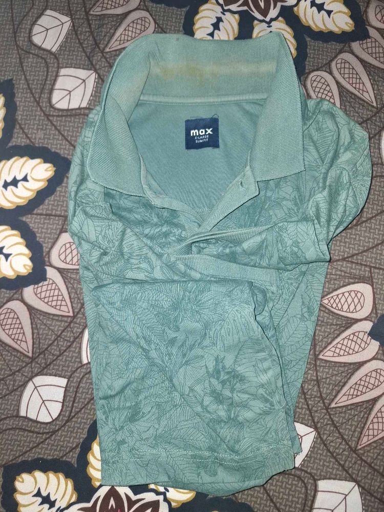 Men's Green Patterned Polo Shirt