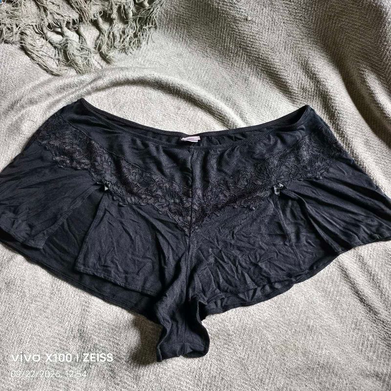 I. Black Lace Trim Sleep Shorts