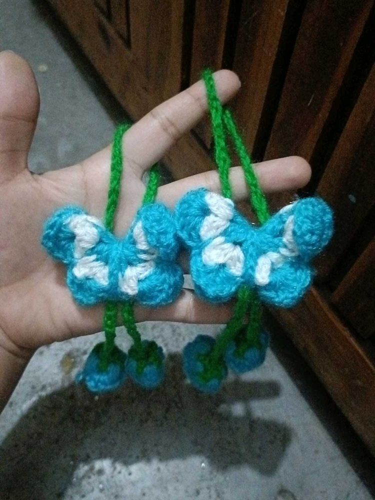 Handmade Crochet Butterfly Hair tie / keychains