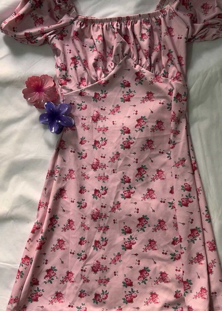 pink floral mini dress