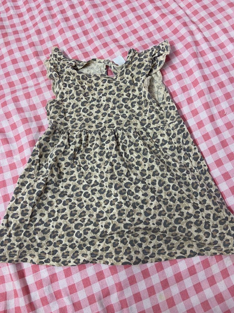 Leopard Print Ruffle Sleeve Dress
