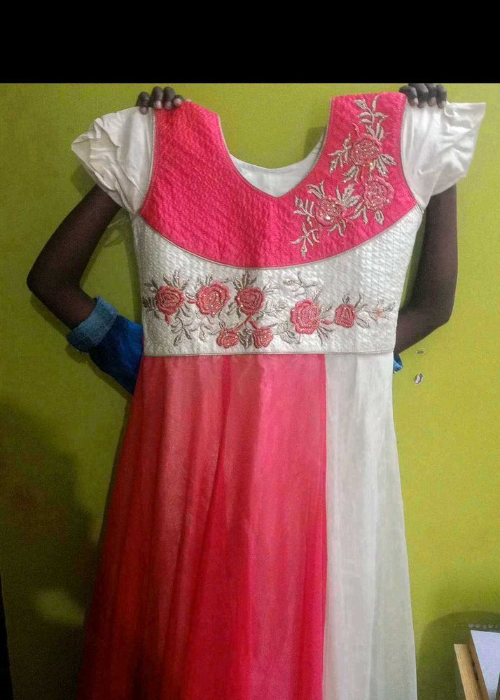 Elegant Pink &amp; White Dress