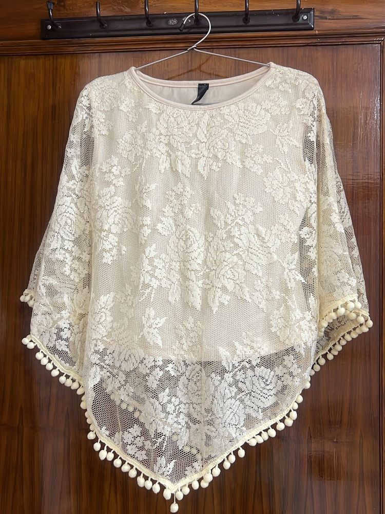 Elegant Off-White/ Cream Lace Party Top