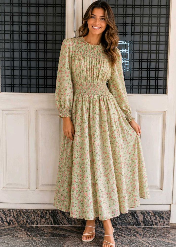 Floral Smocked Waist Dress