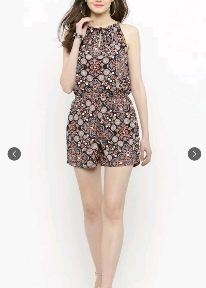 Stylish Printed Halter Neck Romper