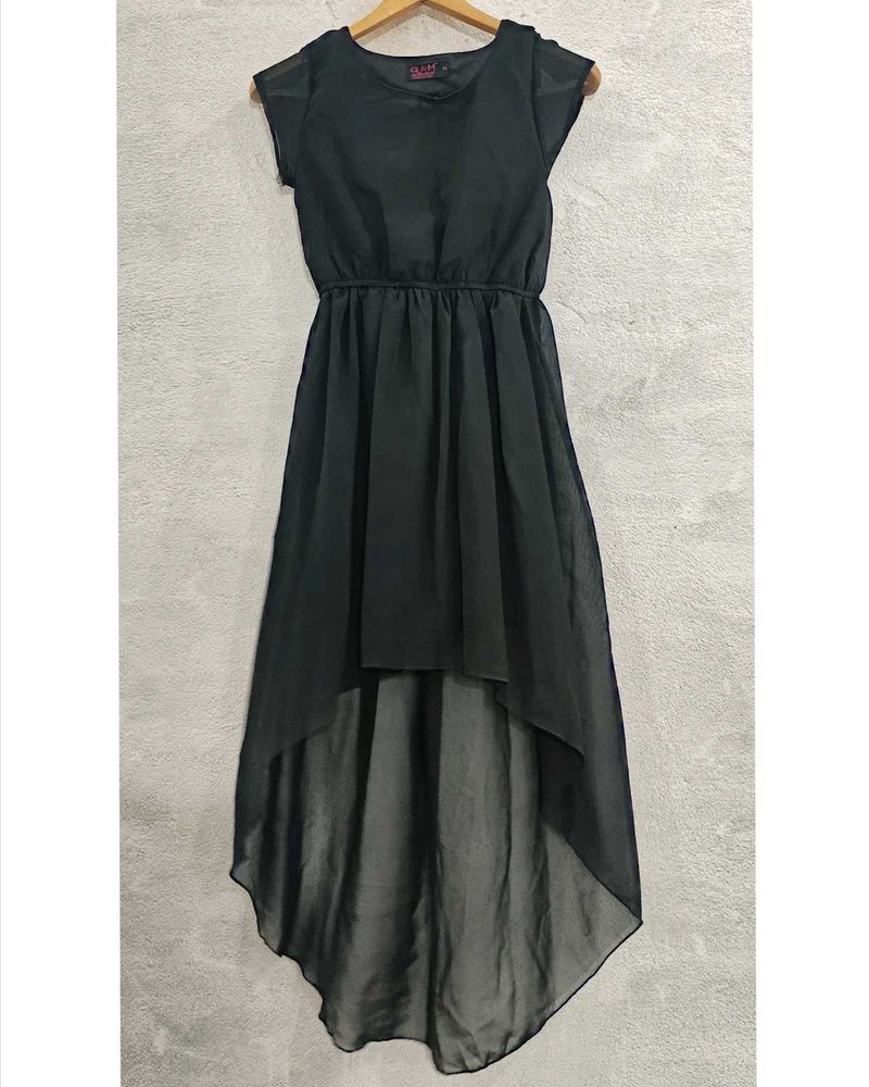 Black Hi-Lo Chiffon Dress