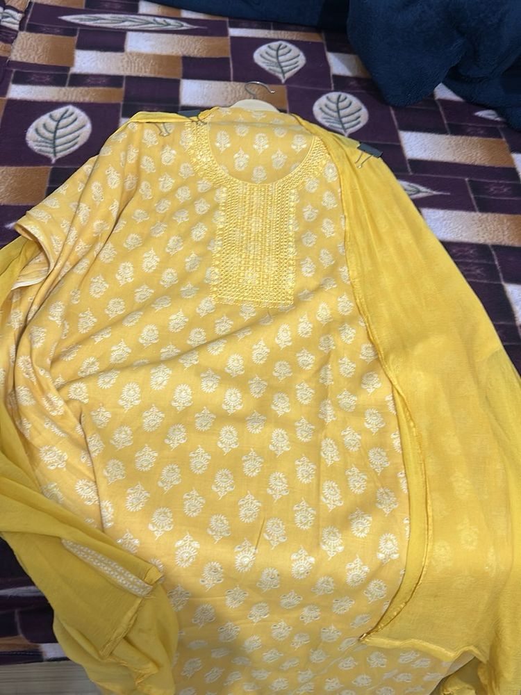 Elegant Yellow Embroidered Kurta Set
