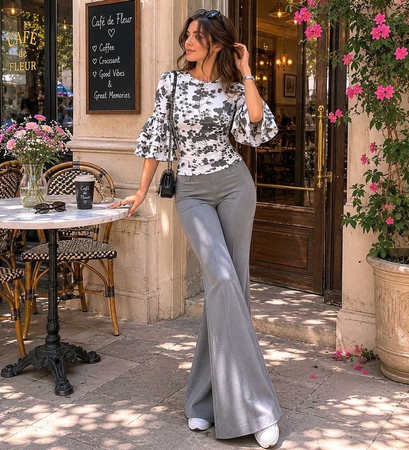 Stylish Grey and white casual top