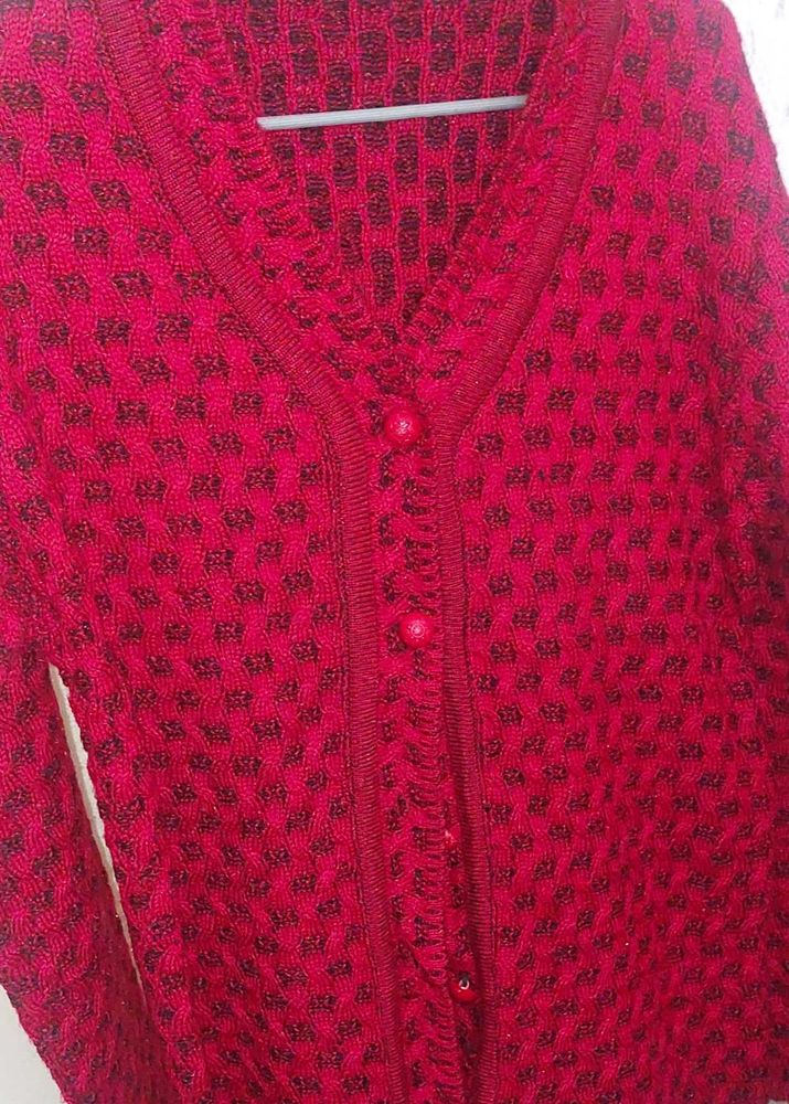 Red Knit Cardigan