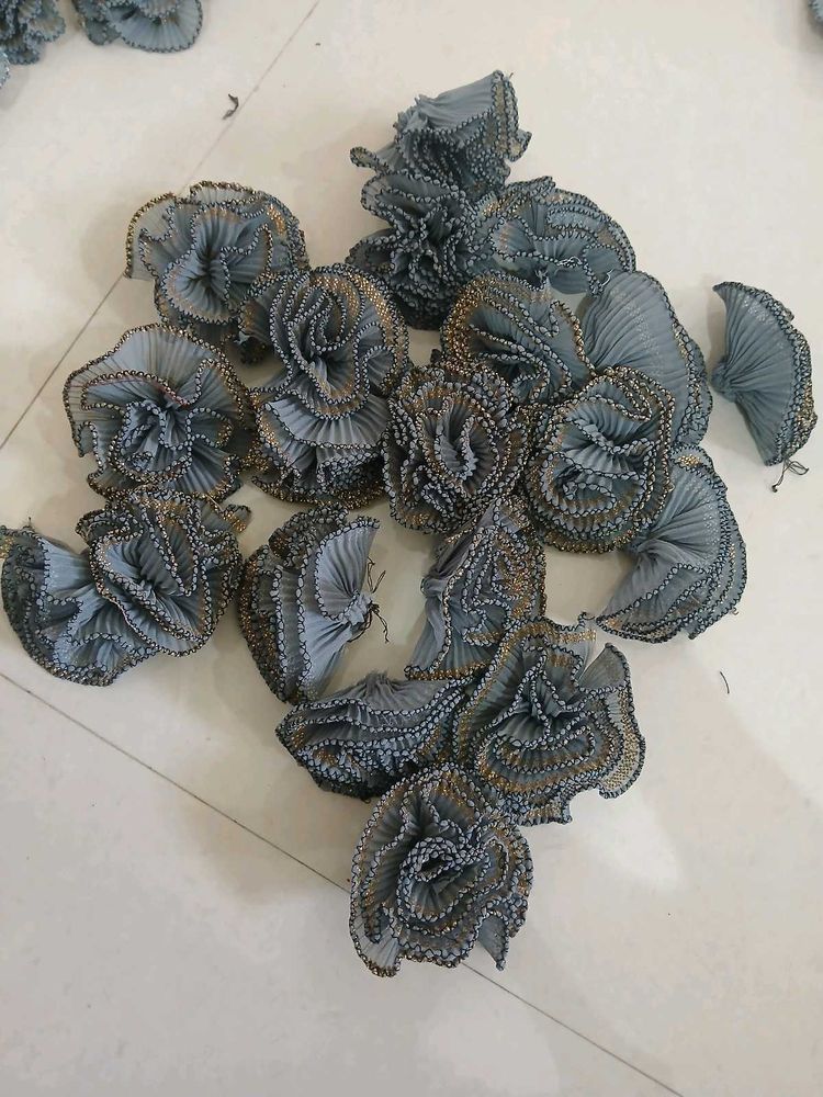 Grey Fabric Flower Embellishments 20