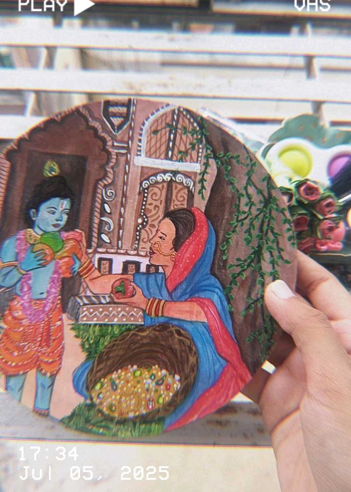 Hand-Painted Little Krishna Painting