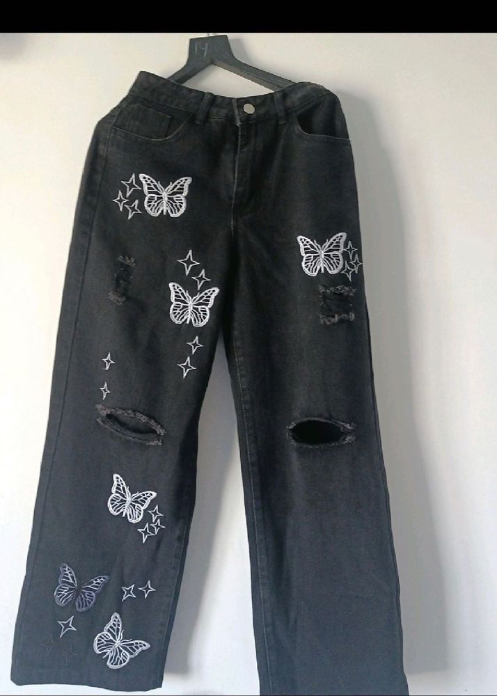 butterfly trendy straight jeans