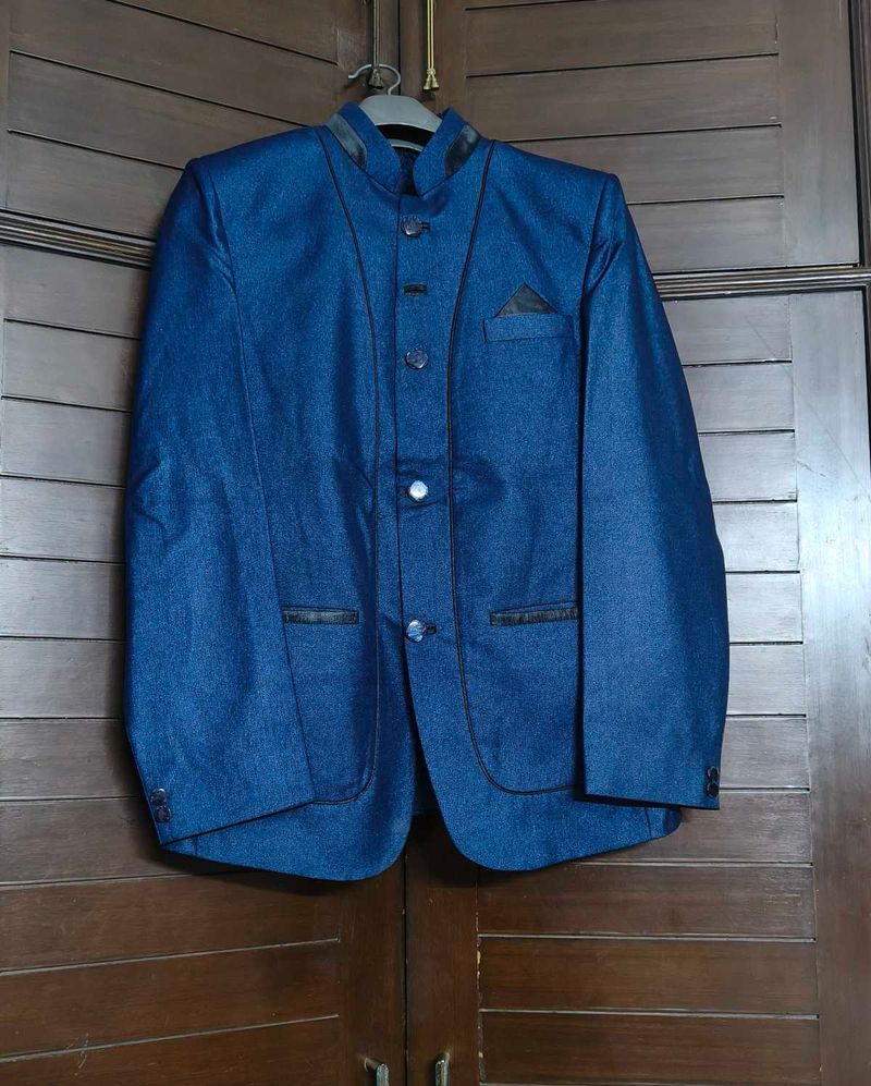 Party Men Blue Tailored Fit Blazer with pant