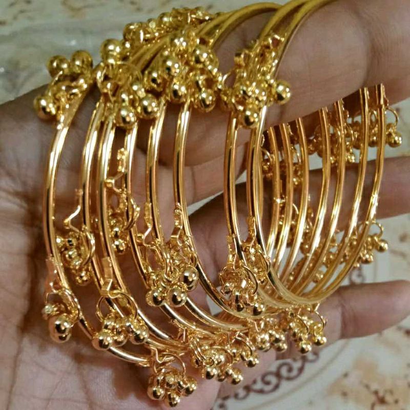 Kashmiri chudi Gold Bangles with Bells