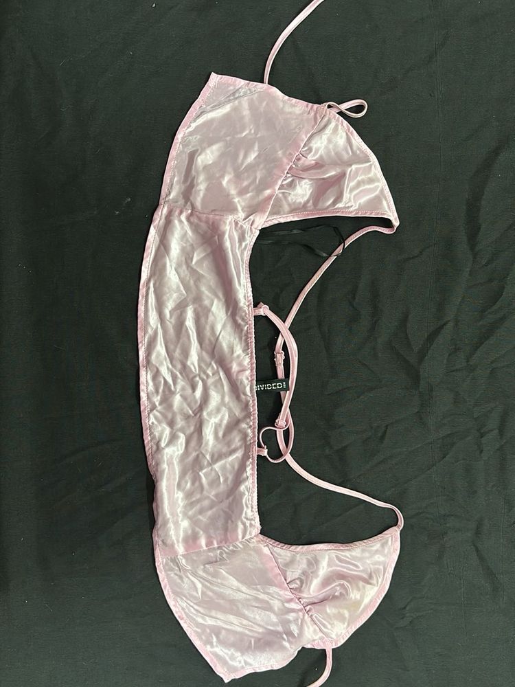 Pink Satin Halter Top