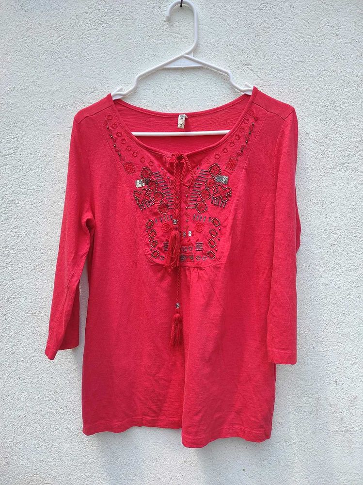 Bare denim y2k style top