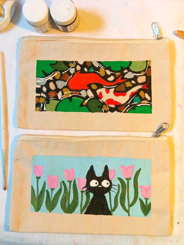 Hand-Painted Zipper Pouches(2)