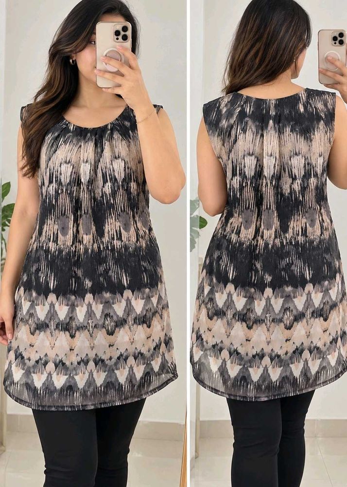 Stylish Printed Sleeveless Kurta