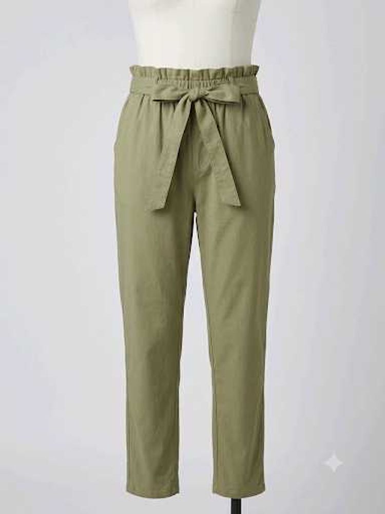 Olive Green Paperbag Waist Pants