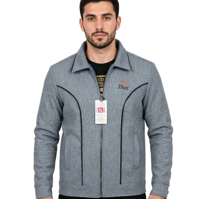 Trendy Wool Blend Winter Jacket For Men | Grey Zip