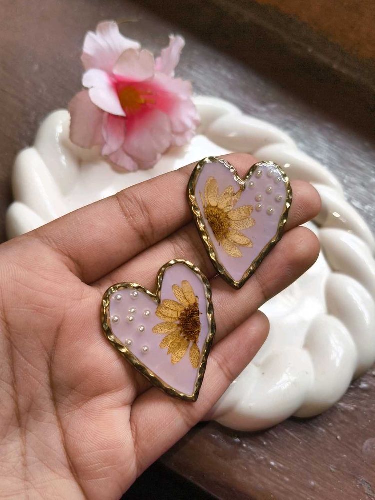 Heart Shaped Floral Earrings