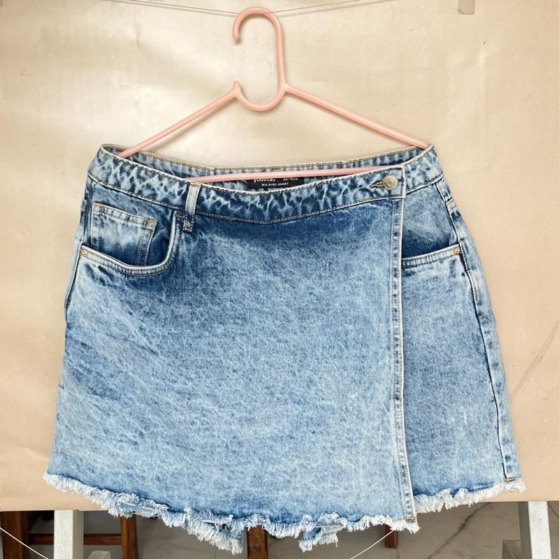Distressed Denim Skort
