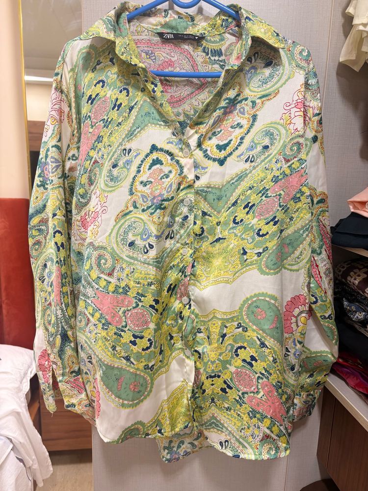 ZARA Paisley Print Long Sleeve Shirt