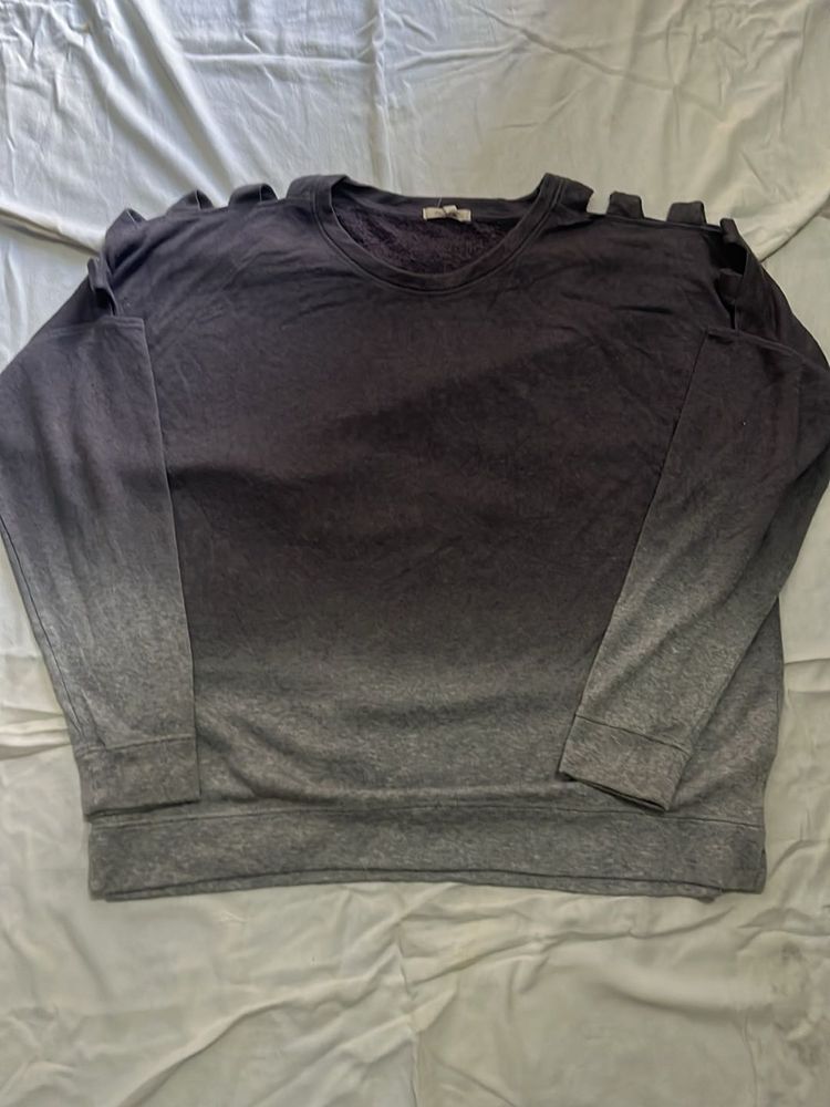 Cut-Out Shoulder Ombre Sweatshirt