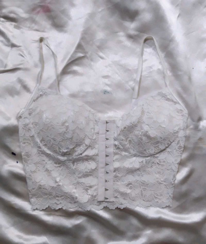 Elegant White Lace Corset Bra