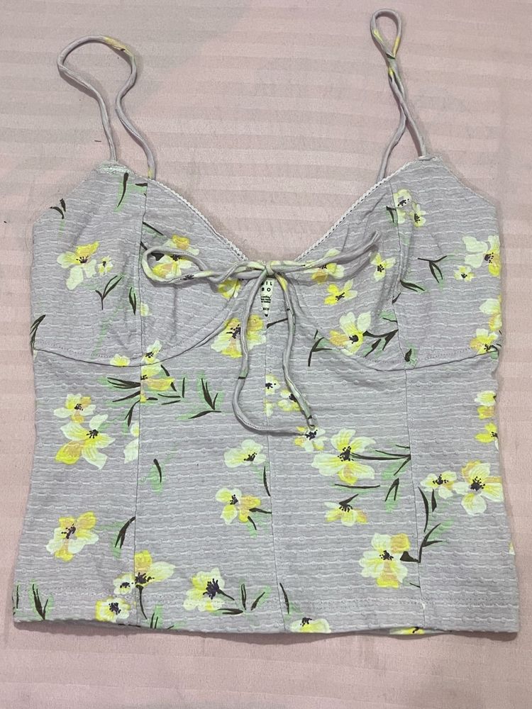 Cute Floral Print Corset Top