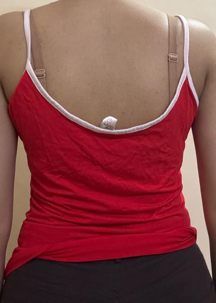 Red Cami Top with White Trim and black &amp; whit