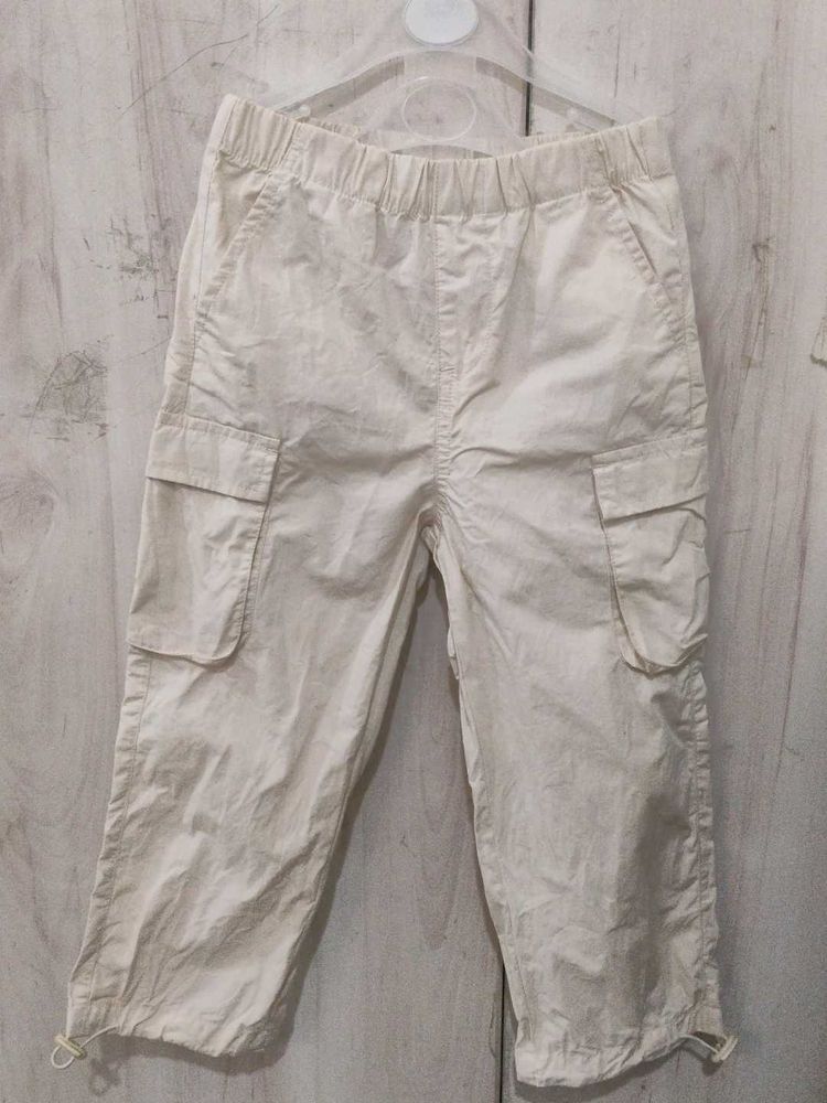 Cream Cargo/Parachute Pants