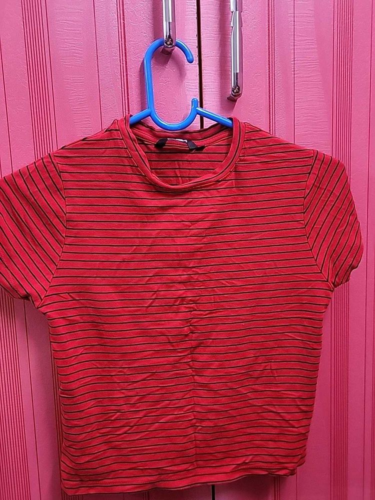 Striped Red Crop Top