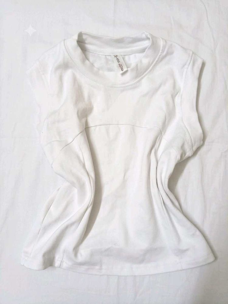 Sleeveless White T-Shirt