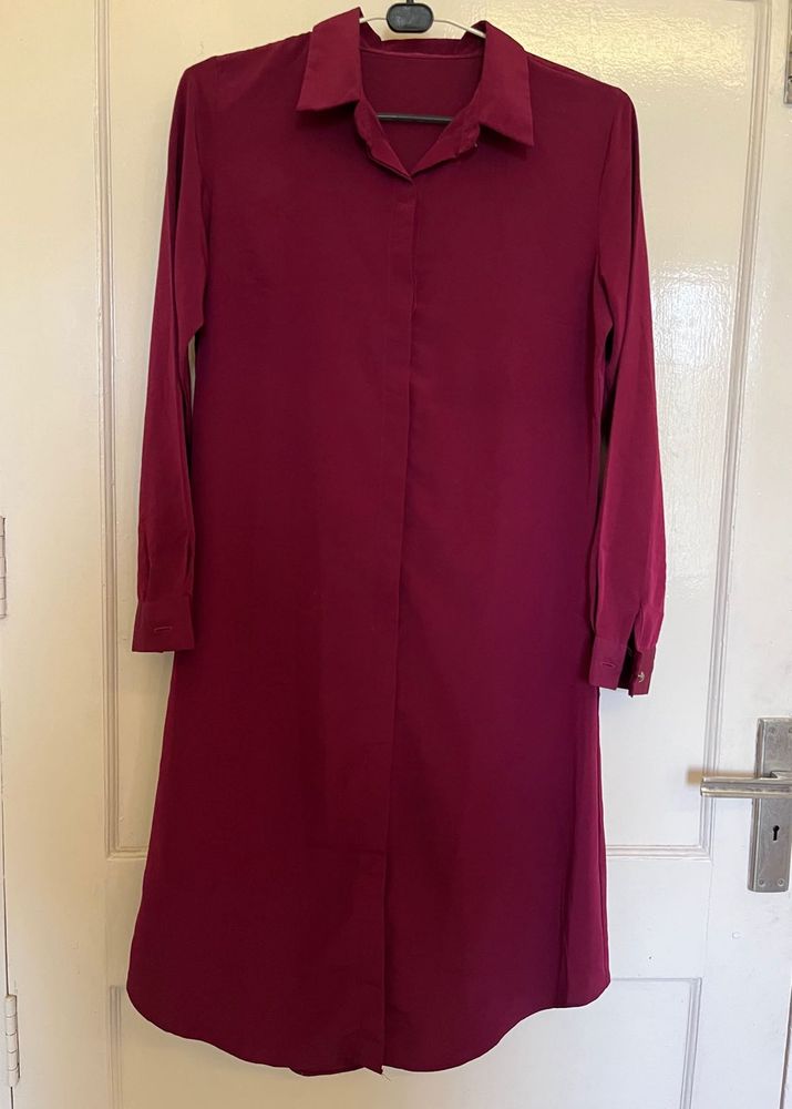 Elegant Burgundy Long Sleeve Tunic
