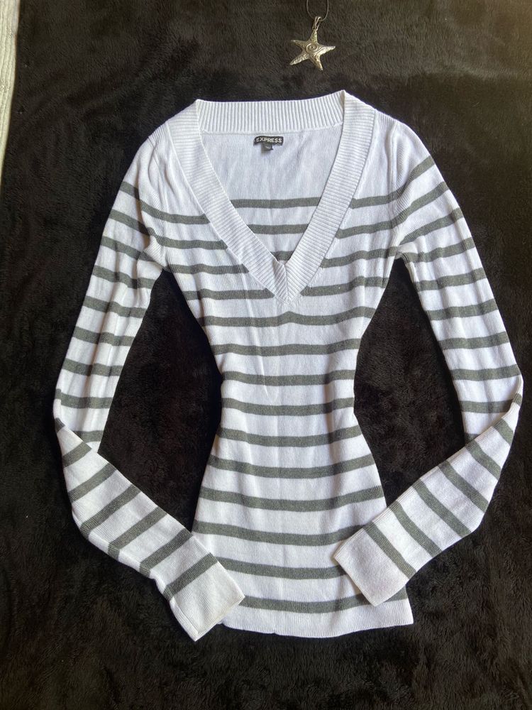 printerest fitted stripped sweater top