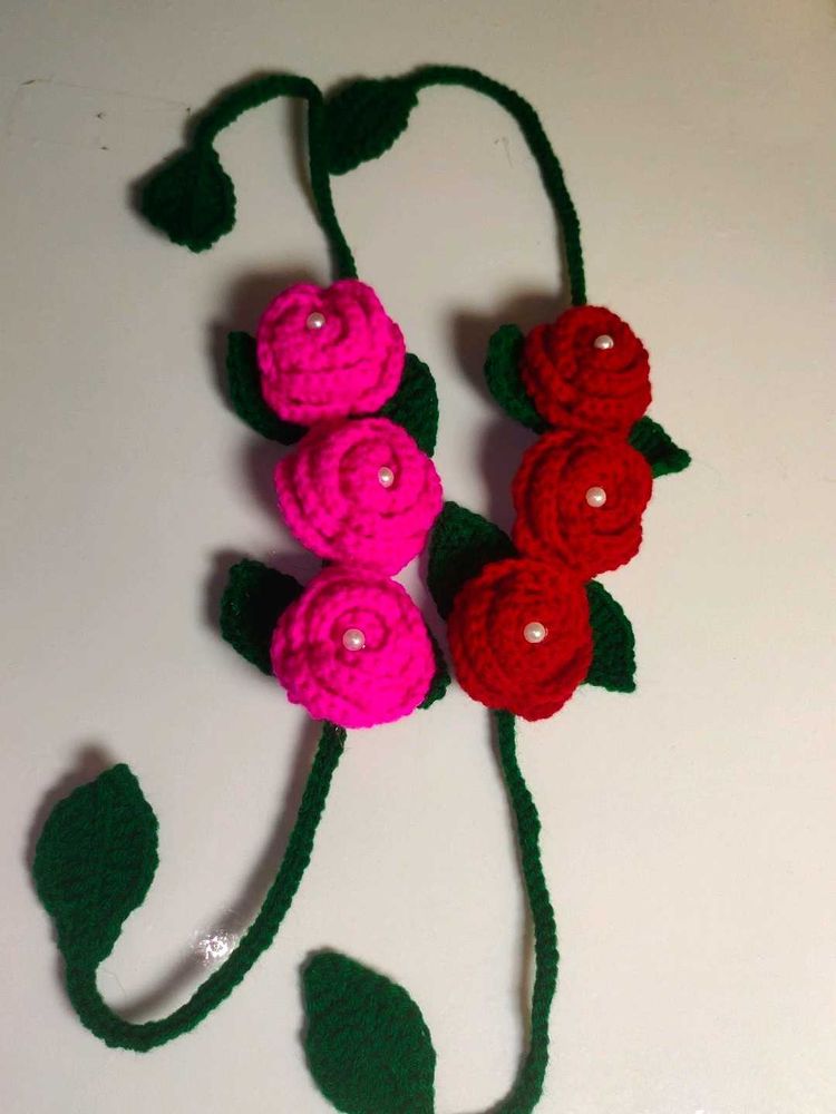 Handmade Crochet Rose gajra set
