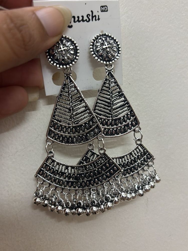 Silver Tone Boho Dangle Earrings