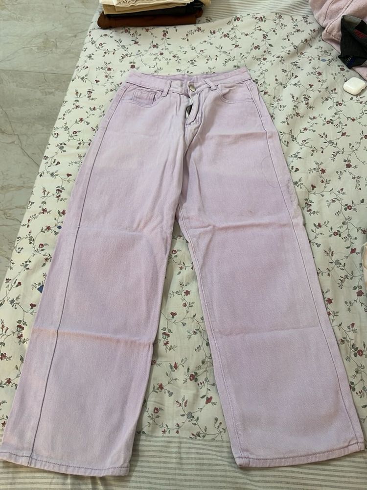 Light Purple Wide Leg Jeans