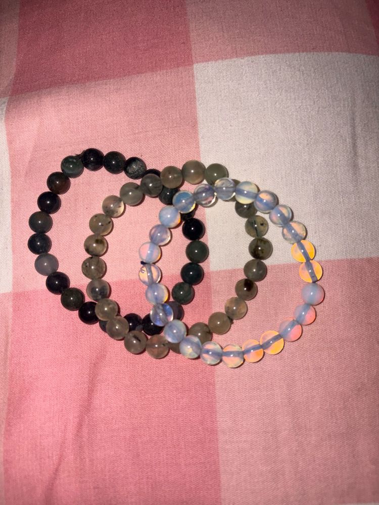 Natural Stone Beaded Bracelet Set 3 piece