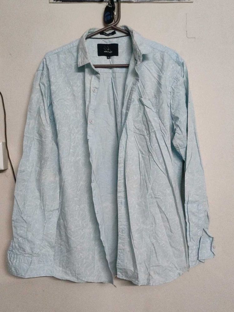 Light Blue Printed Casual Shirt