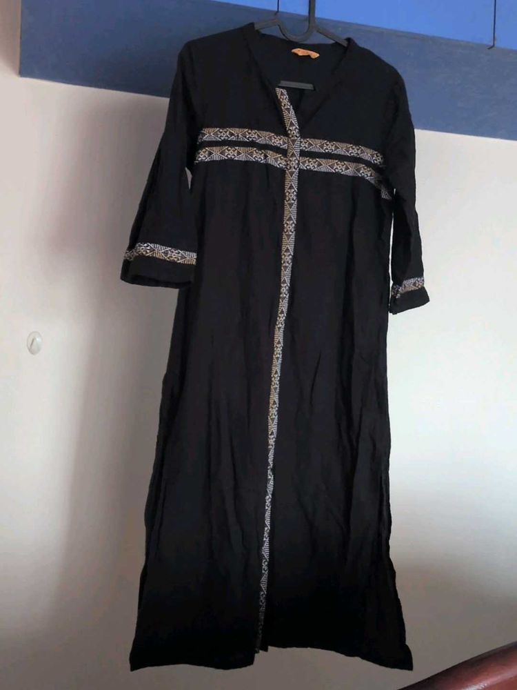 Black Kurta with slight Embroidery