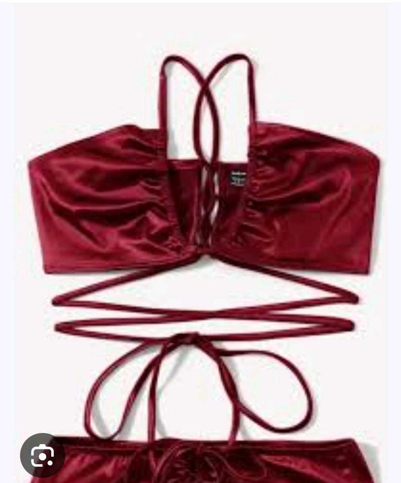 Satin Lace-Up Crop Top