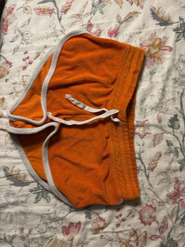 Orange Terry Cloth Dolphin Shorts