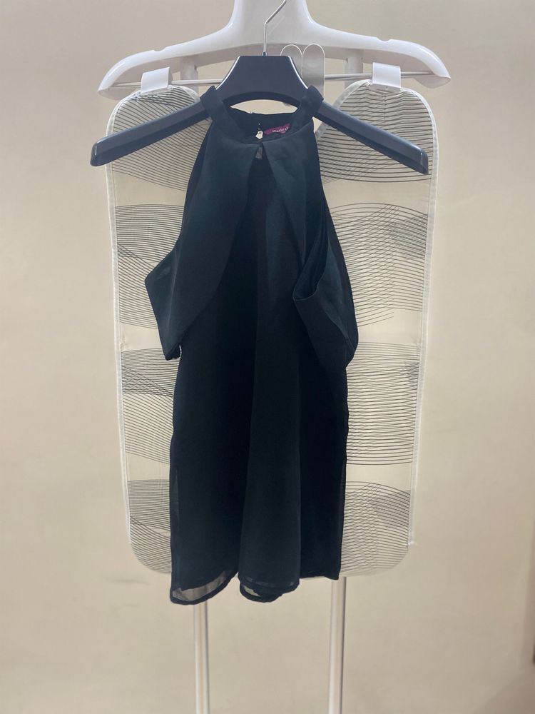 Elegant Black Halter Neck Top